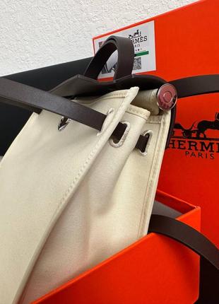 Сумка в стиле hermes herbag beige/dark brown 30-25 классика удобная сумка свет бежевого цвета молочная7 фото