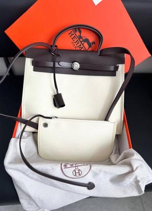 Сумка в стиле hermes herbag beige/dark brown 30-25 классика удобная сумка свет бежевого цвета молочная10 фото