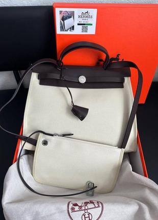 Сумка в стиле hermes herbag beige/dark brown 30-25 классика удобная сумка свет бежевого цвета молочная5 фото