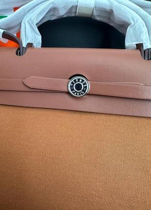 Сумка в стилі hermes herbag  brown  коричнева сумка з натуральної шкіри + текстиль4 фото