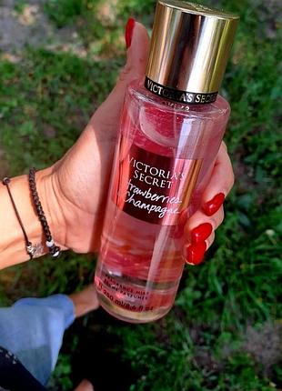 , парфюмерный спрей, мист для тела victoria's secret strawberries and champagne 250 мл