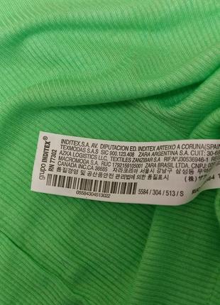 Zara зеленая футболка в рубчик модал лиоцелл /8345/3 фото