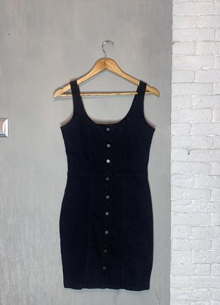 Чорна джинсова сукня міді по фігурі джинсове плаття на ґудзиках  new look, s-m
