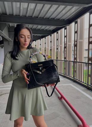 Сумка в стиле hermes kelly bag croco black3 фото