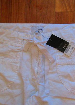 Удобные белые штаны next лен размер 123 фото