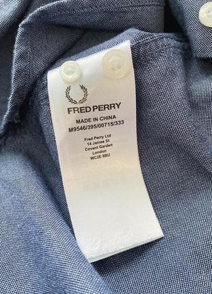 💙идеальная рубашка fred perry, оригинал! пуговицы с лого, классные детали6 фото