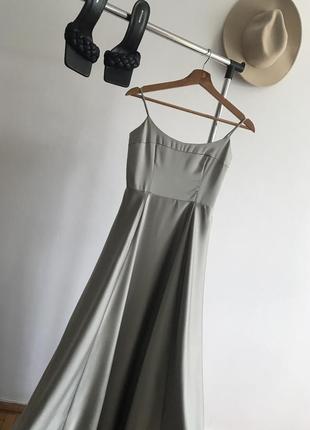 Сатиновое платье макси1 фото