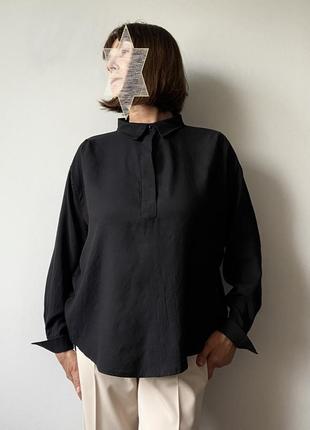 Чорна жіноча блузка для офісу 46-506 фото