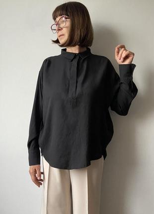Чорна жіноча блузка для офісу 46-502 фото