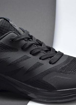 Чоловічі модні кросівки сітка чорні bonote 89232