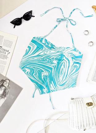 Кроп-топ/топ/майка в трендовий принт🌊 з відкритою спинкою shein, на р. s/m