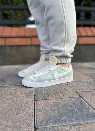 Жіночі кросівки nike  blazer low ‘77 vintage leather ‘green beige’ 36