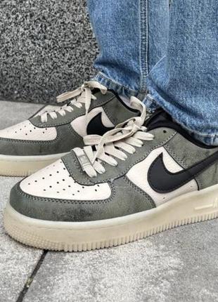 Женские кроссовки   nike air force 1 low khaki beige black