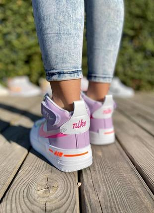 Кроссовки nike air force shadow high white purple мужские женские найк аир форс форсы5 фото