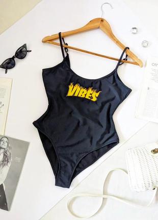 Стильный слитный купальник/боди/боди с надписью "vibes"😎 missguided, на р. xs/s