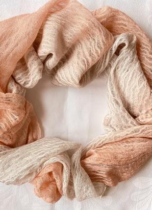 Ажурний персиковий шарф снуд-хомут3 фото
