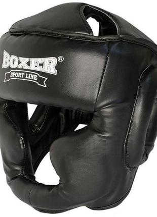 Шлем тренировочный каратэ boxer элит m кожа черный