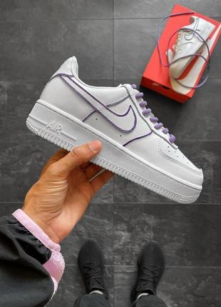 Мужские и женские кроссовки  nike air force 1 low reflective white violet3 фото