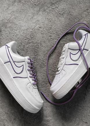 Мужские и женские кроссовки  nike air force 1 low reflective white violet9 фото