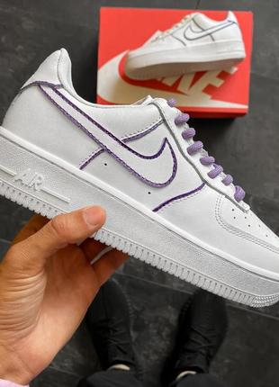 Мужские и женские кроссовки  nike air force 1 low reflective white violet7 фото