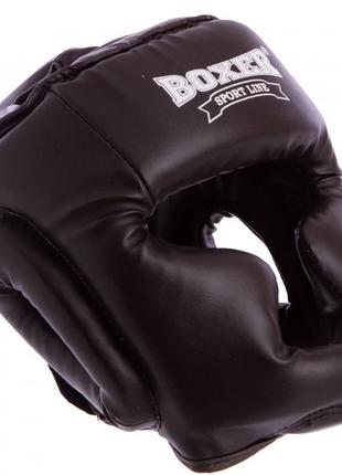 Шлем тренировочный каратэ boxer элит m кожа черный2 фото
