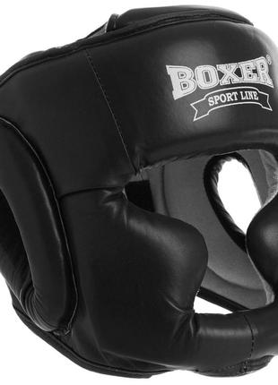 Шлем тренировочный каратэ boxer элит m кожа черный3 фото