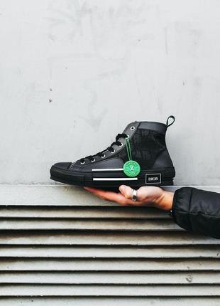 Крихітки жіночих dior b23 top sneakers high black диор кеди