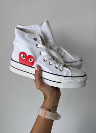 Кеды женские comme des garçons play white конверс