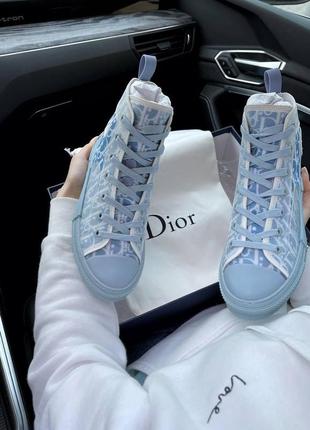 Кросівки жіночі dior b23 high top sky blue діор кеди