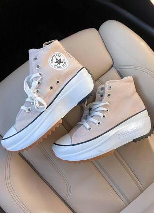 Кеди жіночі converse run star hike beige конверс