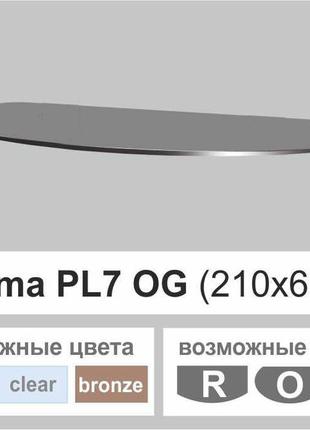 Полочка стекло настенная навесная овальная commus pl7 og (210х600х6мм)