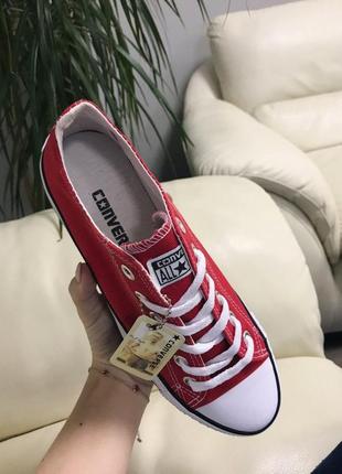 Женские кеды   converse red white