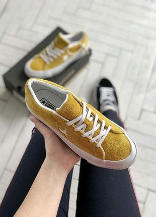 Женские кеды   converse yellow white1 фото