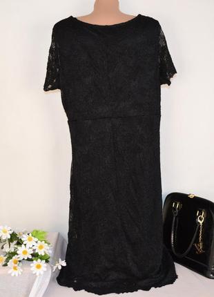 Брендовое черное вечернее нарядное макси платье tu турция кружево большой размер этикетка3 фото