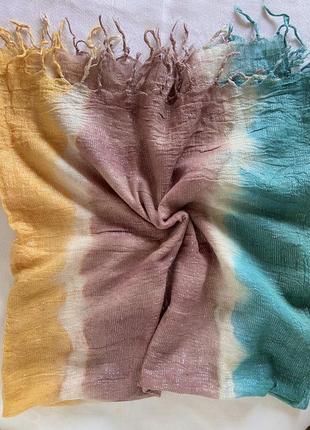 Женский хлопковый платок  в радужных оттенках3 фото