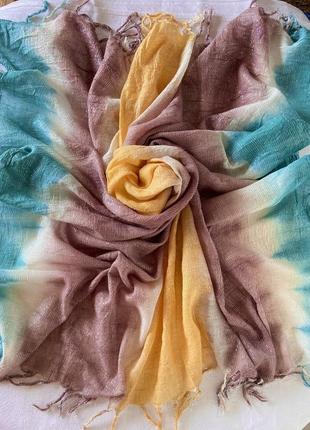 Женский хлопковый платок  в радужных оттенках