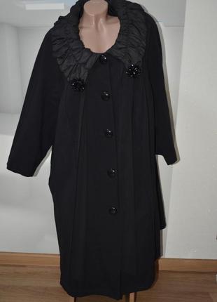 Мега крутой плащ - пальто черного цвета1 фото