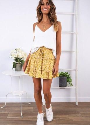 Легкая воздушная юбка с цветочным принтом3 фото