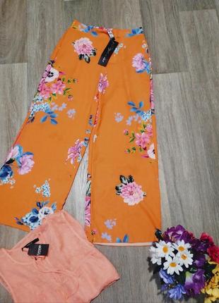 Красивые яркие женские брюки с цветочным принтом, женские брюки палаццо, женская обувь, женская одежда, распродажа