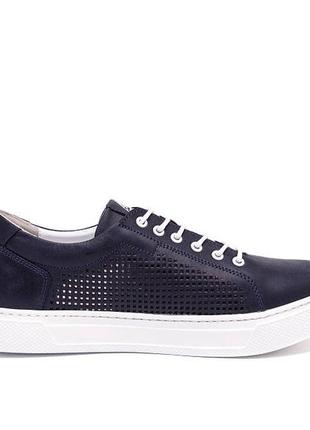 Мужские летние кожаные кеды kristan перфорация