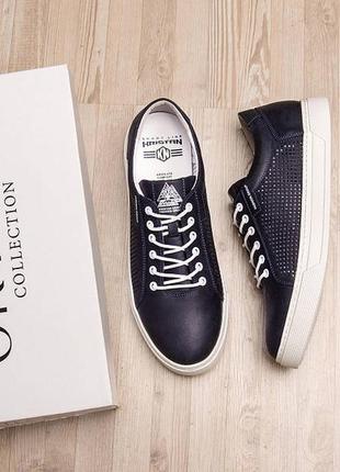 Мужские летние кожаные кеды kristan перфорация