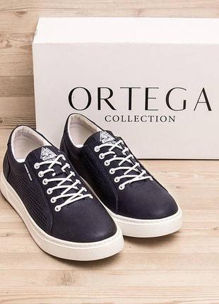 Мужские летние кожаные кеды kristan перфорация