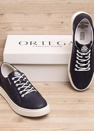 Мужские летние кожаные кеды kristan перфорация