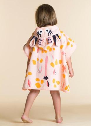 Детское полотенце-пончо nabaiji "жирафа" (73-95см 1-3года) с капюшоном, хлопок оранжевый4 фото