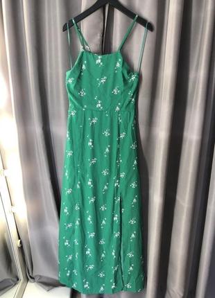 Зеленое платье-макси с квадратным вырезом и цветочным принтом gilli5 фото