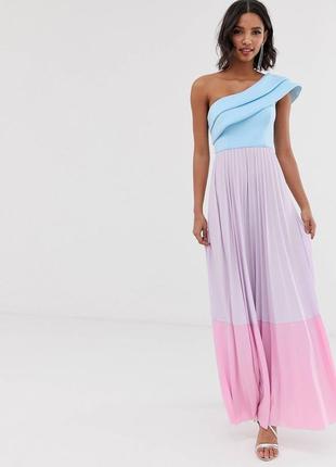 Платье макси на одно плечо колор блок asos design4 фото