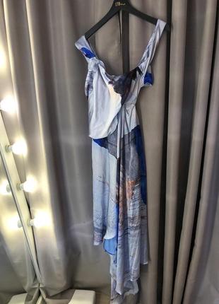 Платье миди с драпировкой на плече и абстрактным принтом asos design2 фото