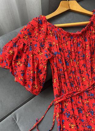 Натуральное платье миди из вискозы цветочный принт2 фото
