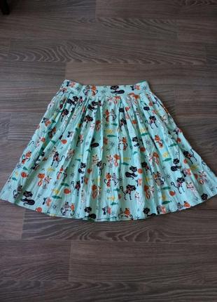 Оригинальная коттоновая юбка пижамного стиля с котиками, lindy bop2 фото