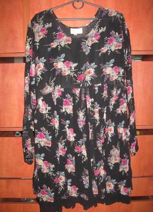 Сукня floral квіткове чорно-рожеве